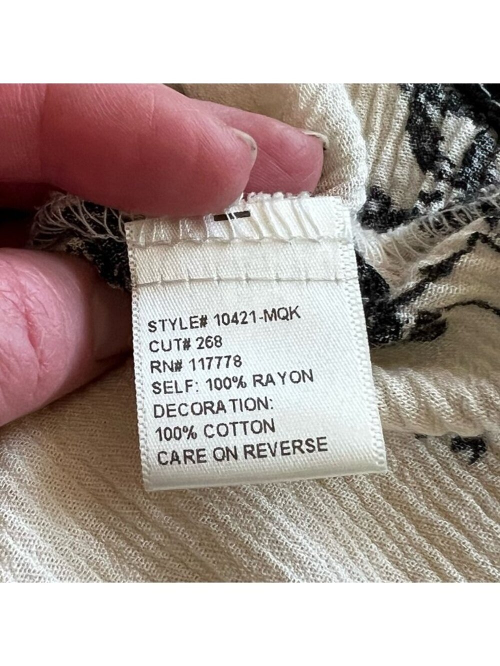 Anthropologie Lovestitch Black Cream Floral Top Sz M Boho Coquette Flowy Cotton - Picture 14 of 14